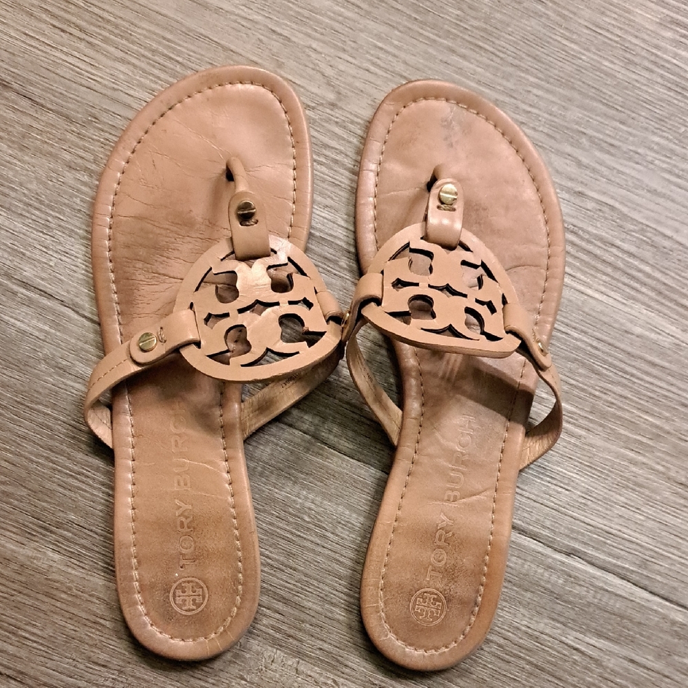 Tory Burch Miller Brown Leather Sandals